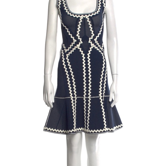 Herve Leger Dresses & Skirts - Herve Leger Navy and Cream Mini Dress - NWT